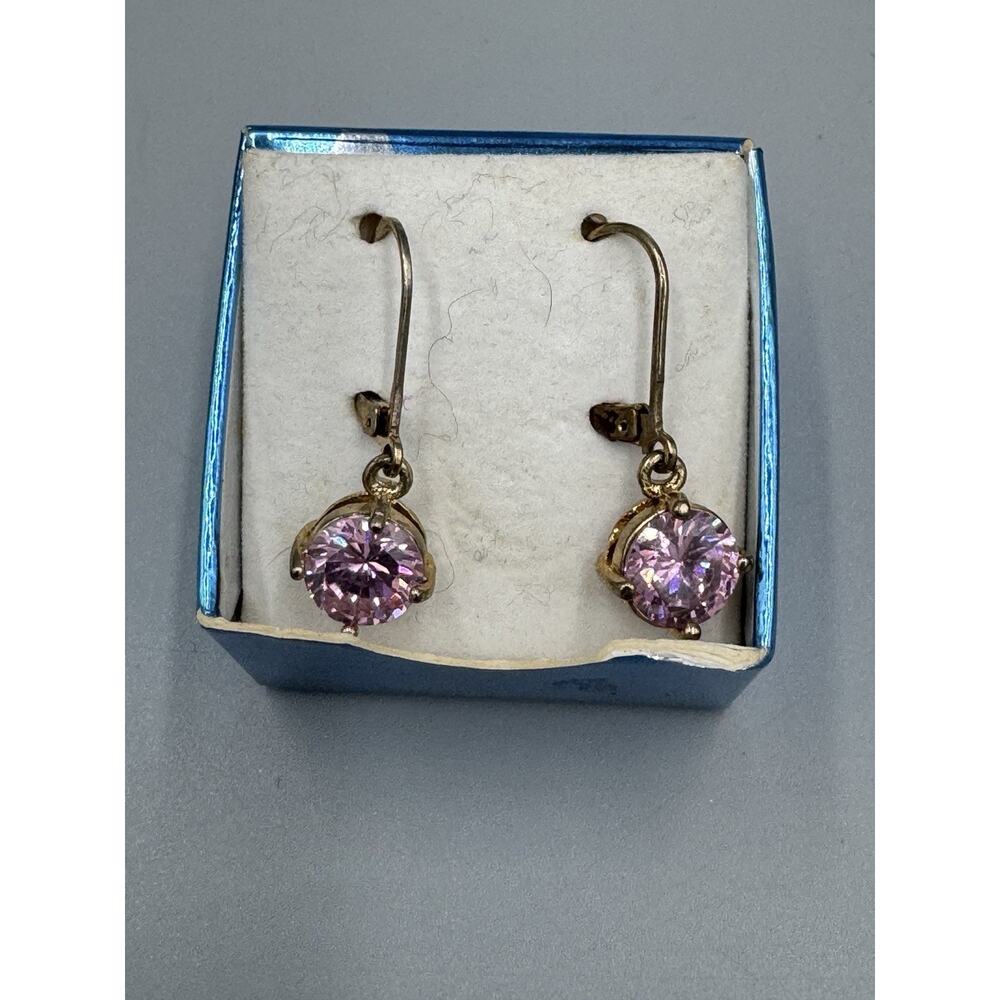 Avon Leverback Solitaire Purple Gold‎ Colored Earrings 2007